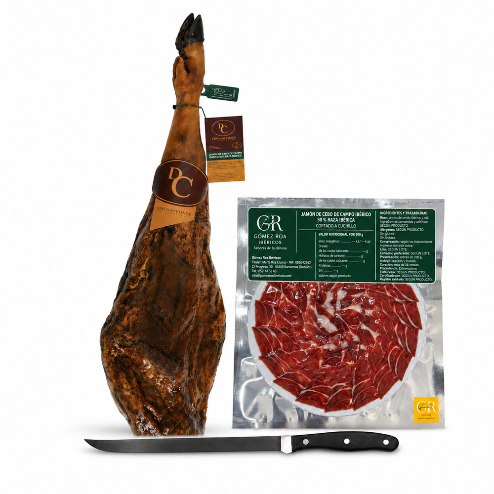 Jamón de cebo de campo 50% ibérico cortado a cuchillo