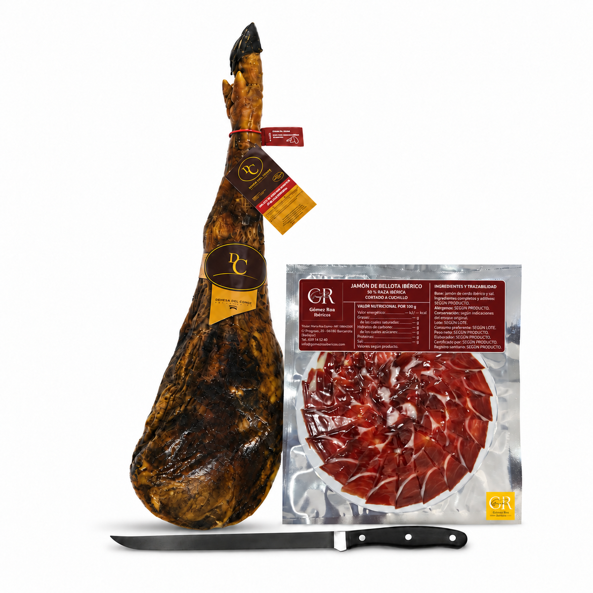 Jamón de bellota 50% ibérico cortado a cuchillo