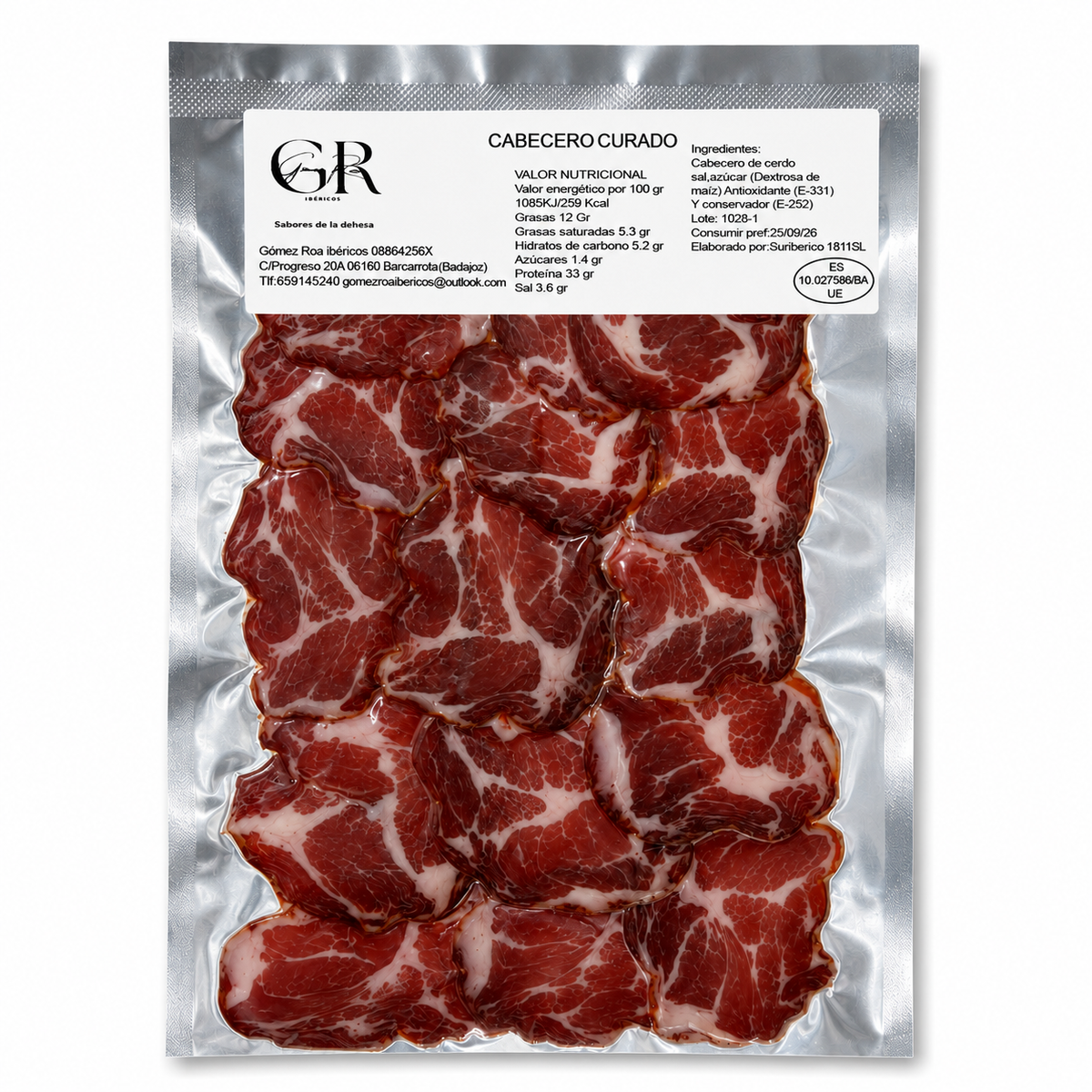 Cabecero curado ibérico loncheado 100 gr.